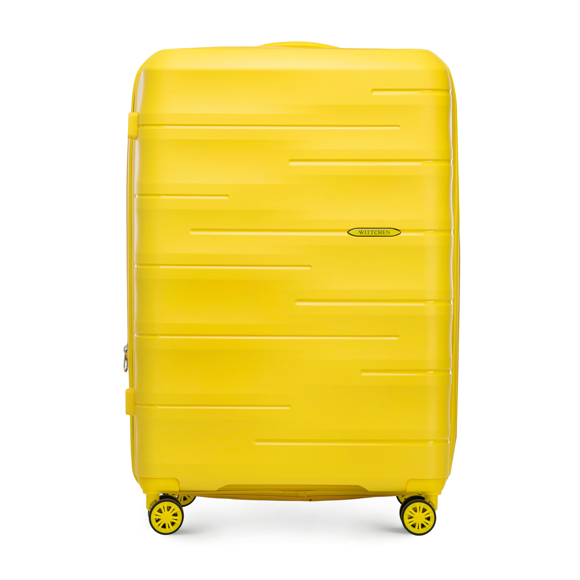 Veľký polypropylénový kufor s vyrazenými pruhmi, čierny 56-3T-143-B