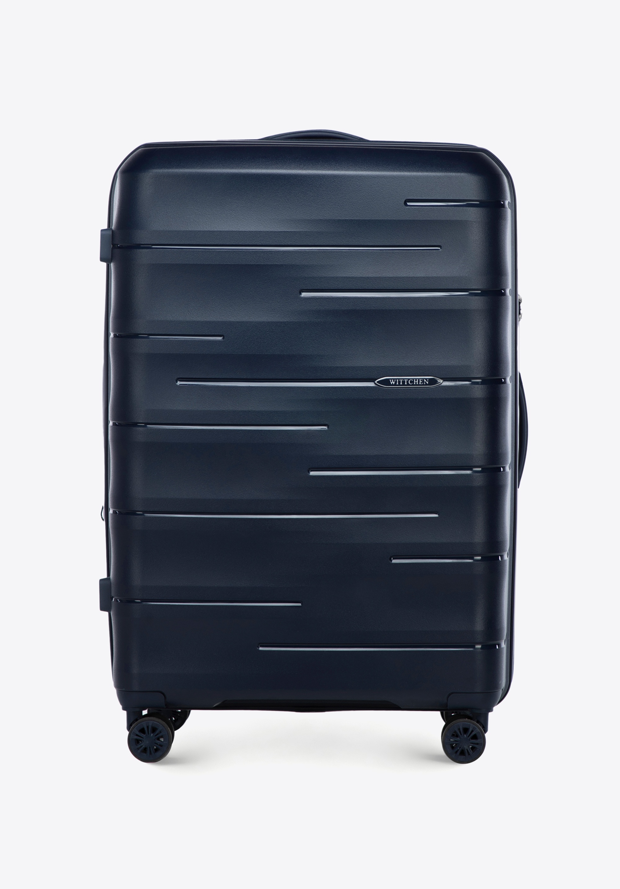 Large polypropylene ribbed suitcase, navy blue, 56-3T-143-B-90, Photo 1