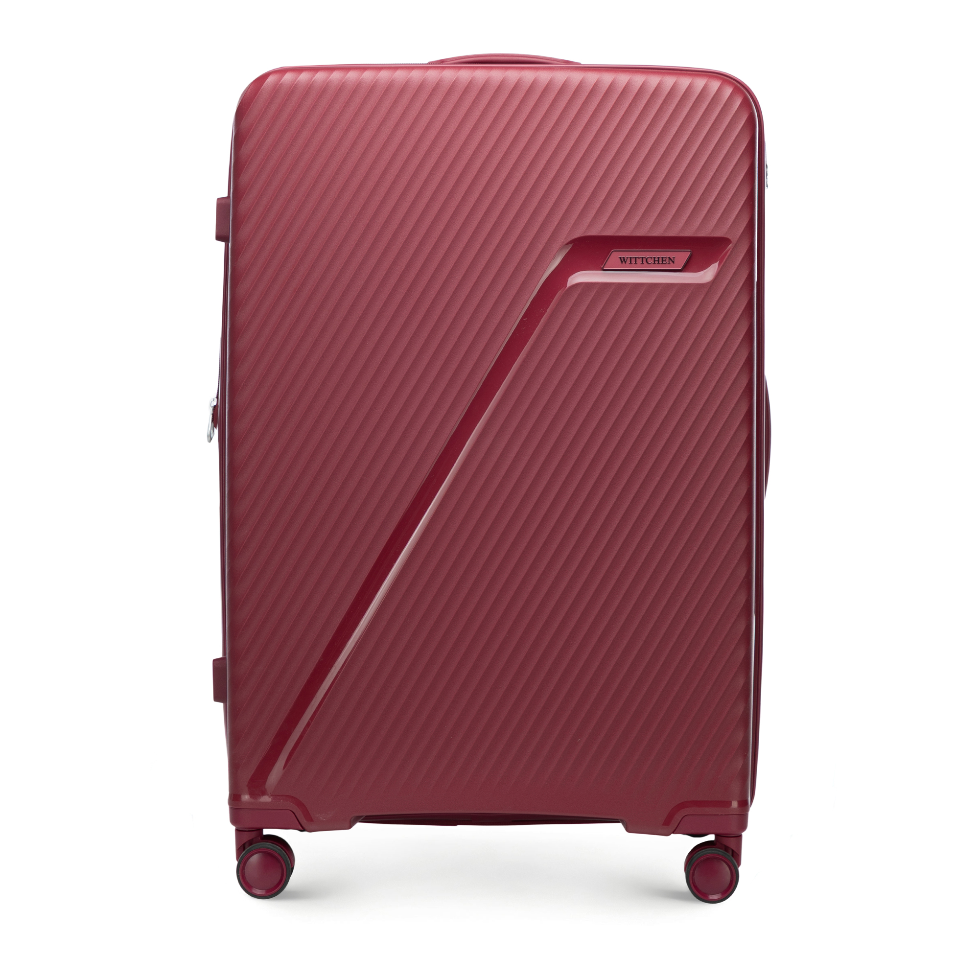 Veľký polypropylénový kufor s diagonálnymi pruhmi, bordová 56-3T-503-30