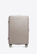 Large suitcase with glistening straps, beige, 56-3T-163-10, Photo 1