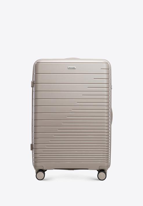 Large suitcase with glistening straps, beige, 56-3T-163-35, Photo 1