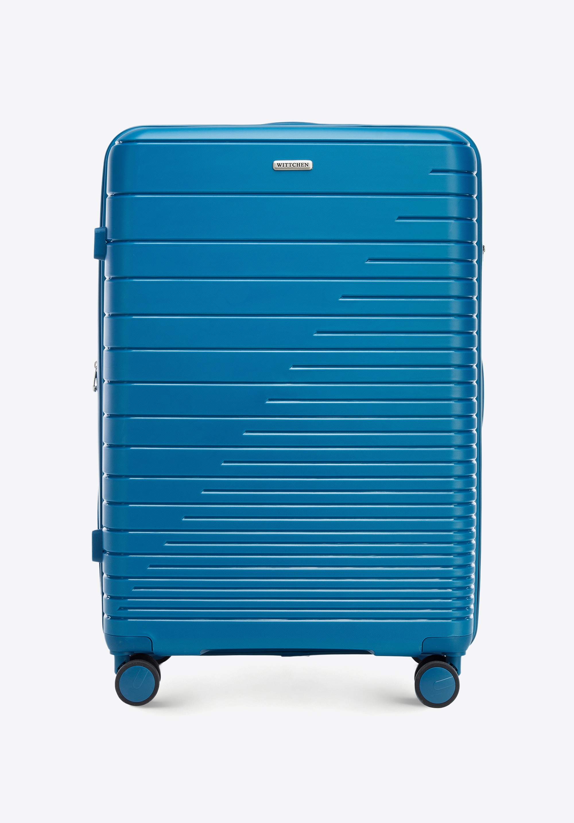Large suitcase with glistening straps, blue, 56-3T-163-95, Photo 1