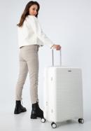 Large suitcase with glistening straps, off white, 56-3T-163-89, Photo 15