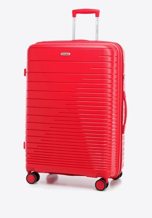Duża walizka z polipropylenu z błyszczącymi paskami, czerwony, 56-3T-163-35, Zdjęcie 1
