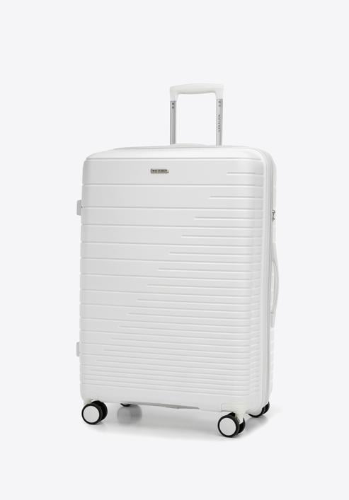 Large suitcase with glistening straps, off white, 56-3T-163-89, Photo 4