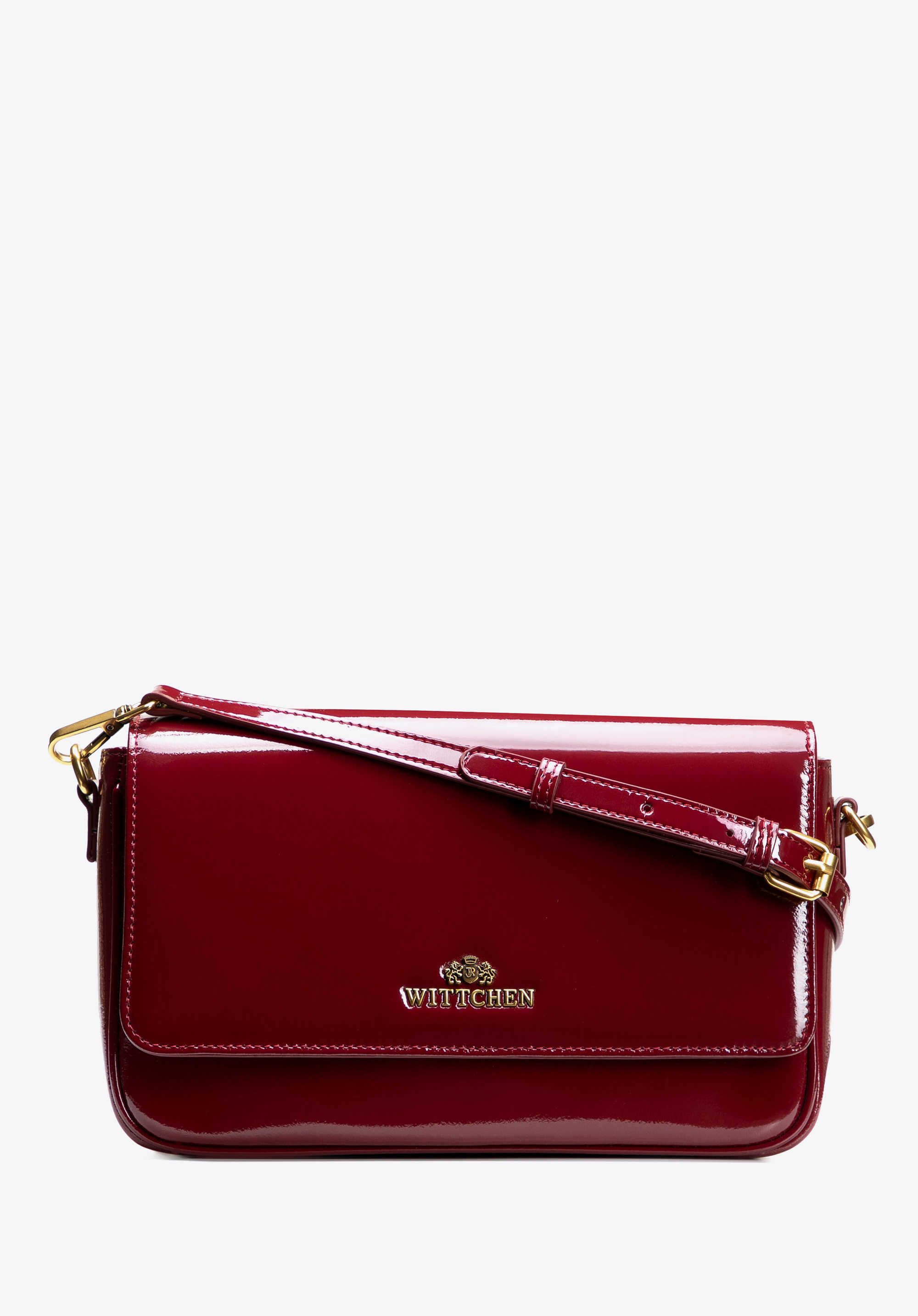 Women's elegant patent leather handbag, burgundy, 102-4E-200-3, Photo 1