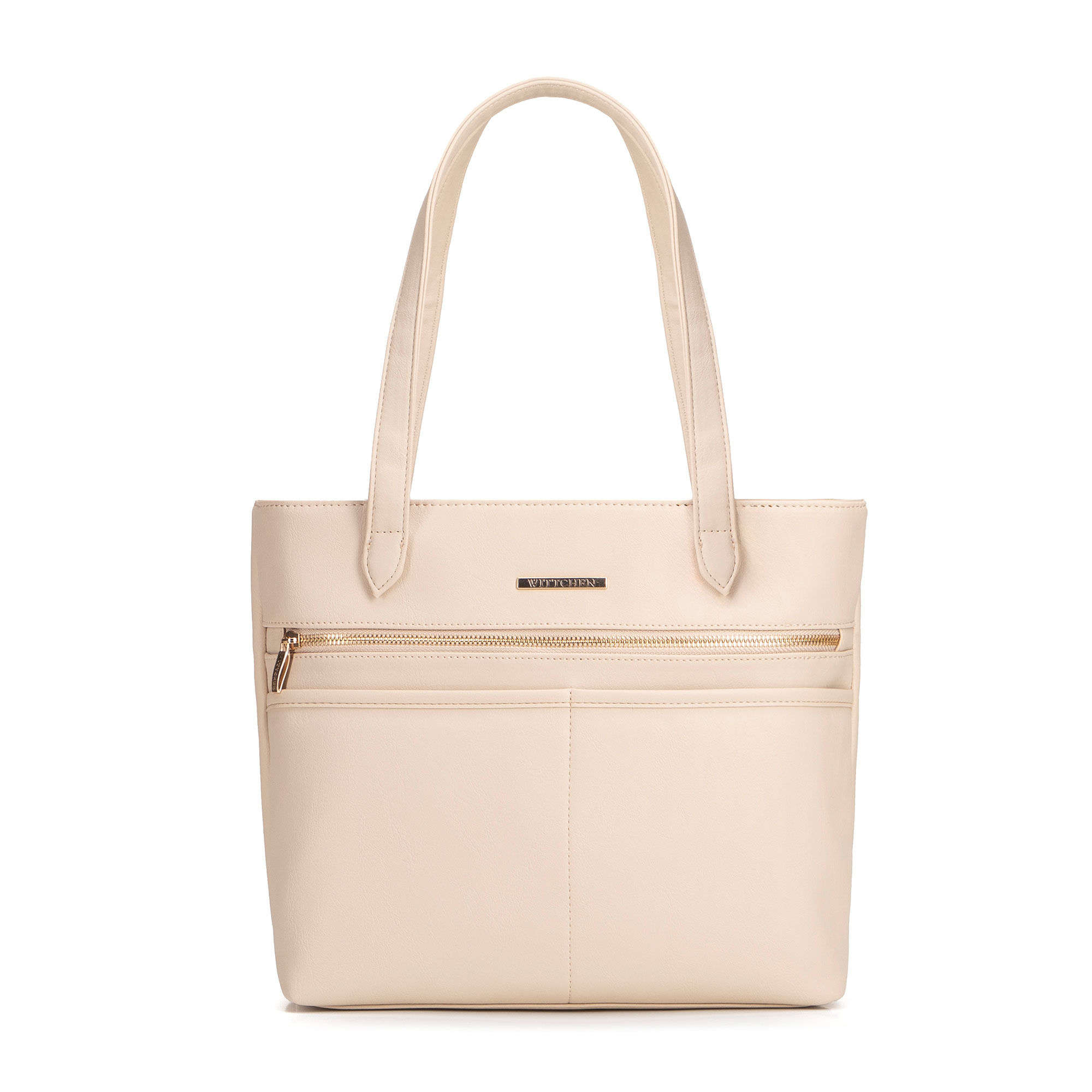 Dámska shopper kabelka z ekologickej kože krémová 102-4Y-012-0, Vyberte variant krémová