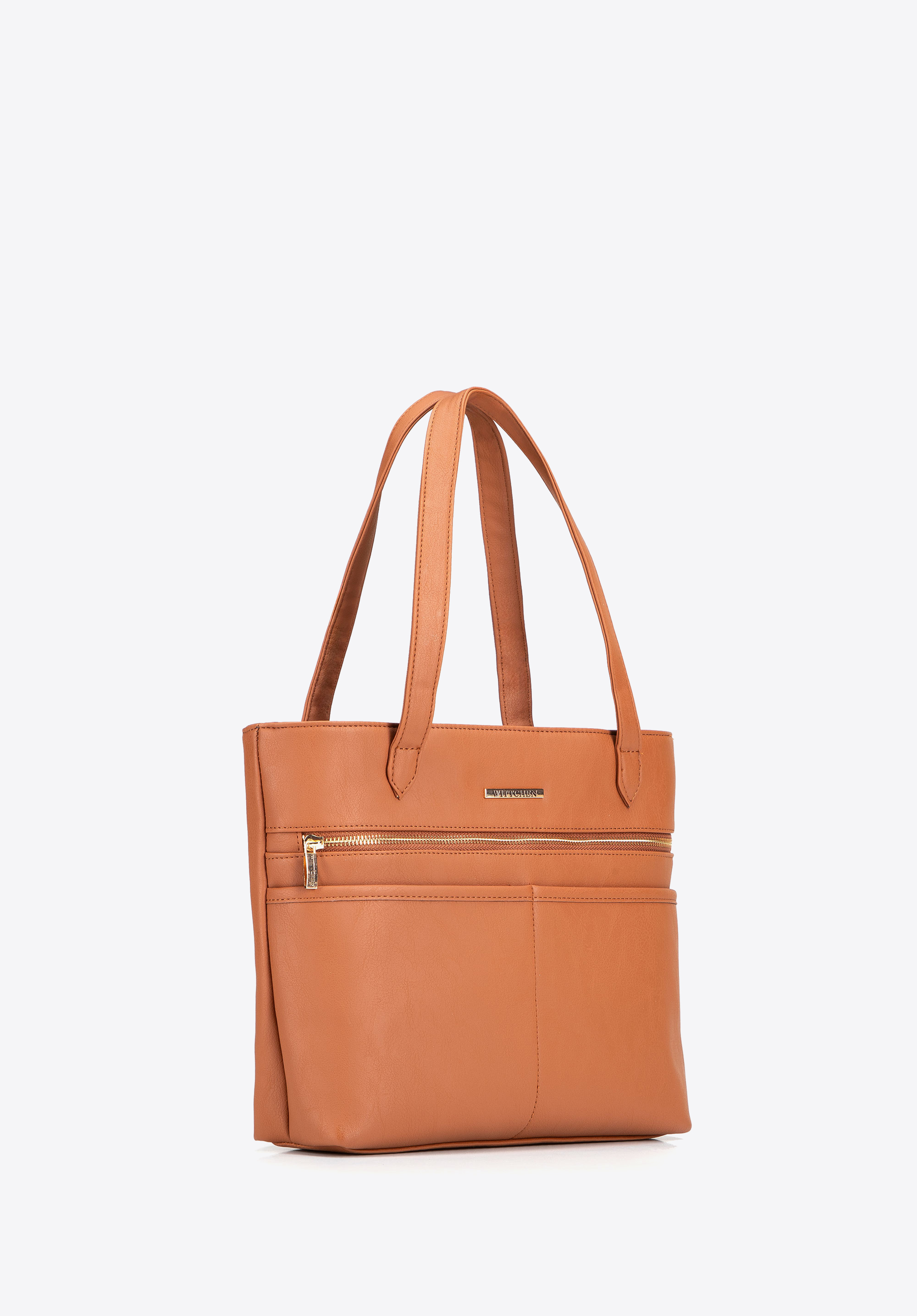 Elegancka damska shopperka miejska, jasny brąz, 102-4Y-012-5, Zdjęcie 1