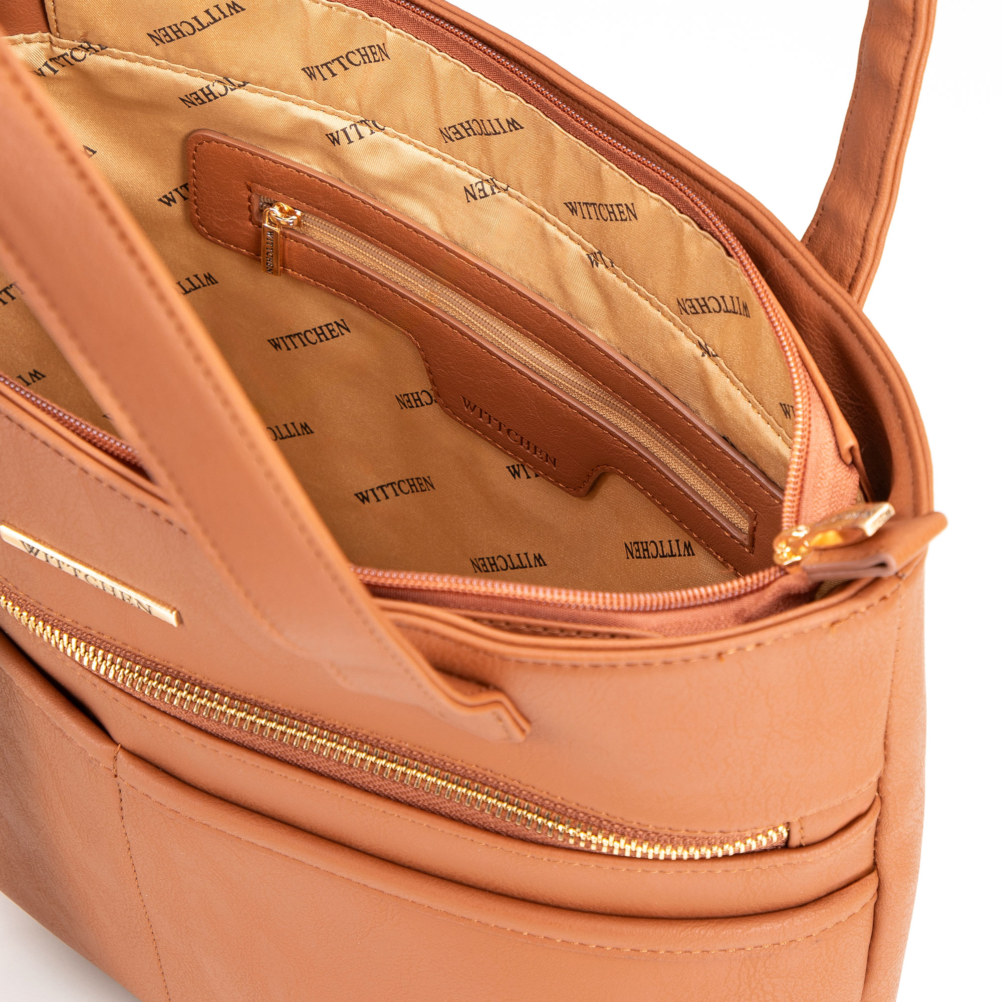 Dámska shopper kabelka z ekologickej kože svetlohnedá 102-4Y-012-5, Vyberte variant svetlohnedá