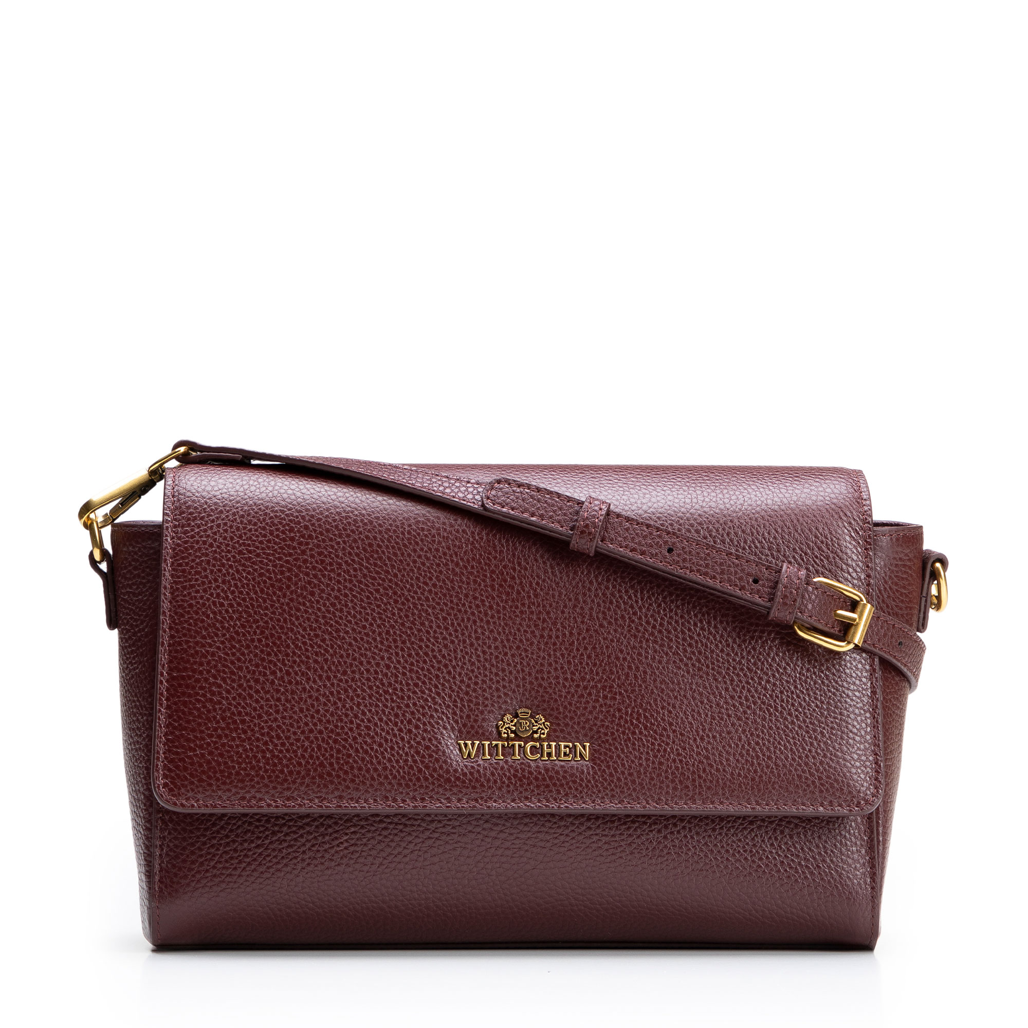 Bordová crossbody kabelka z prírodnej kože s klopou 102-4E-211-3, Vyberte variant bordová