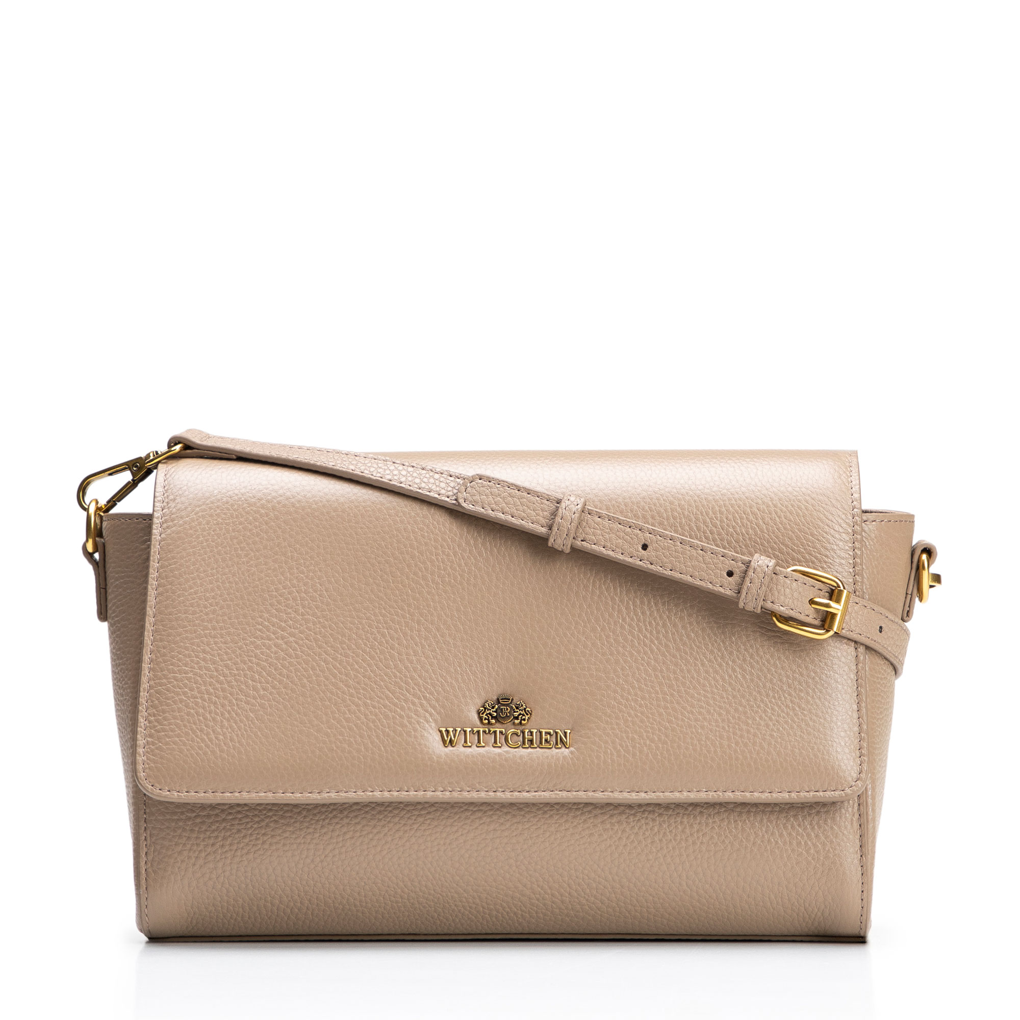 Béžová crossbody kabelka z prírodnej kože s klopou 102-4E-211-9, Vyberte variant béžová