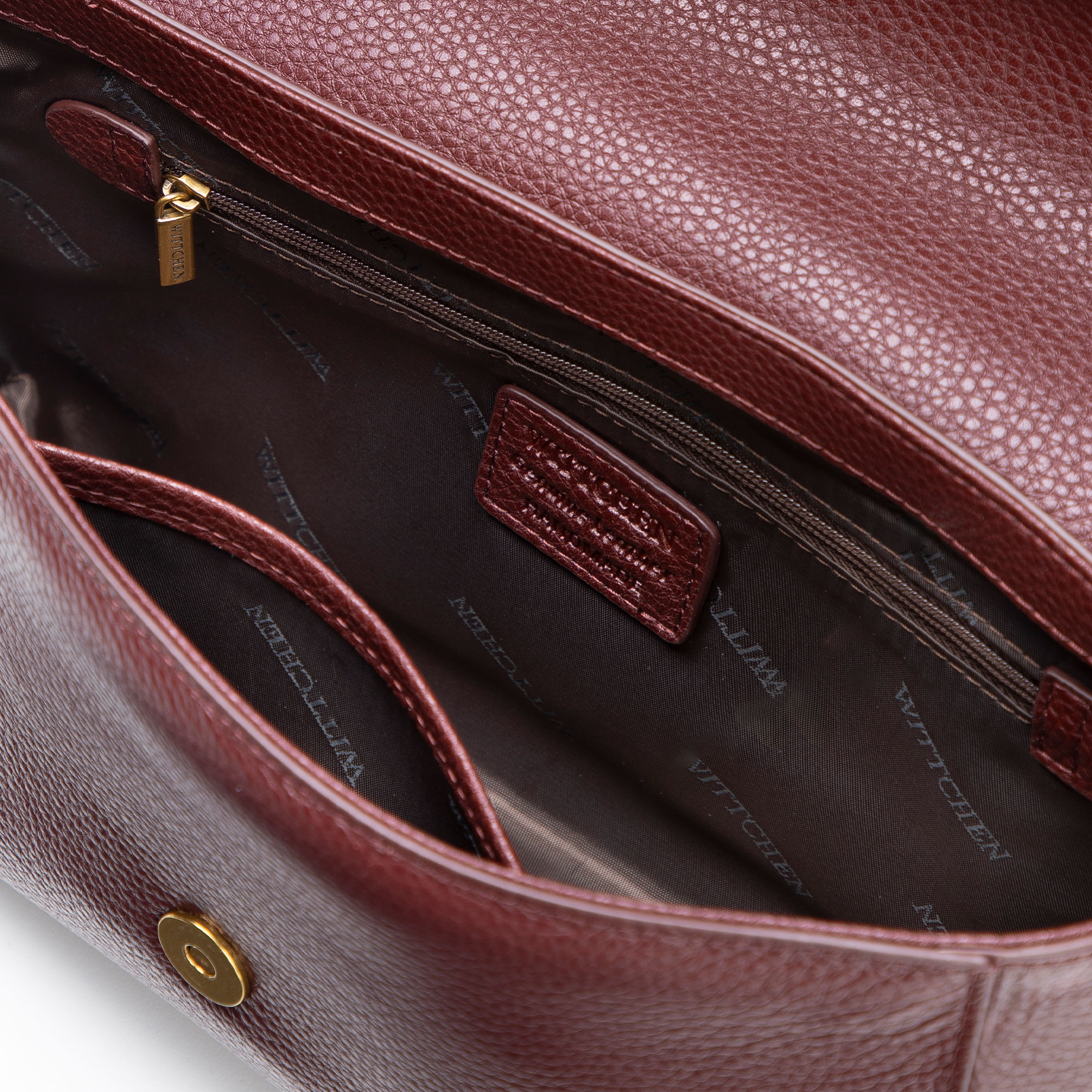 Bordová crossbody kabelka z prírodnej kože s klopou 102-4E-211-3, Vyberte variant bordová