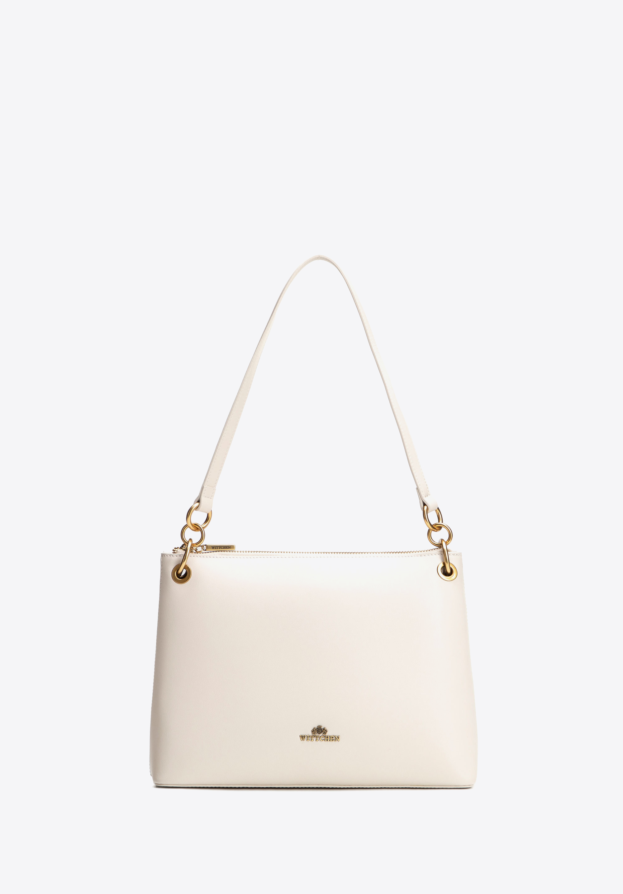 Elegancka torebka na ramię ze skóry naturalnej, kremowy, 102-4E-612-0, Zdjęcie 1