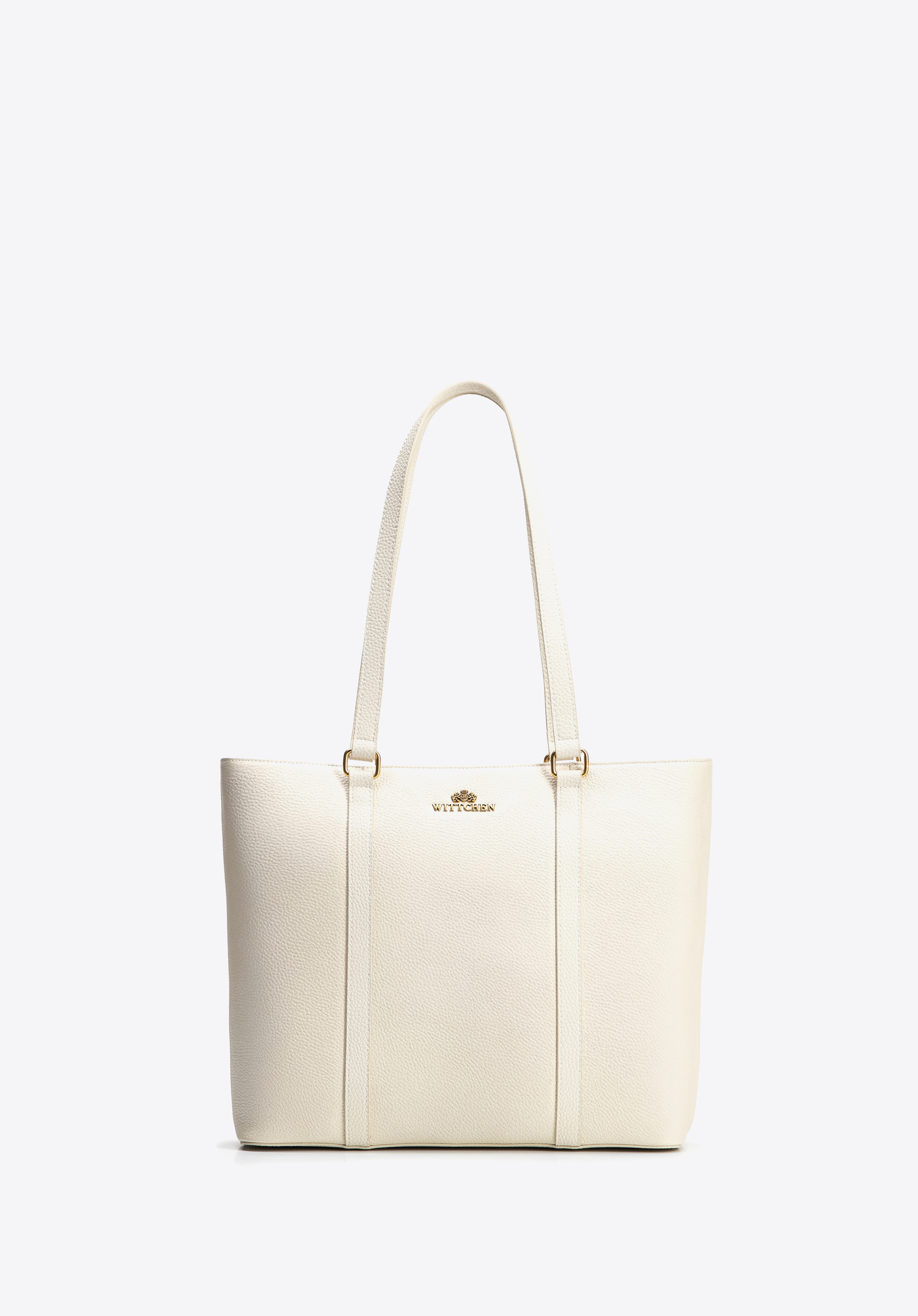 Stylish leather shopper bag, cream, 102-4E-209-0, Photo 1