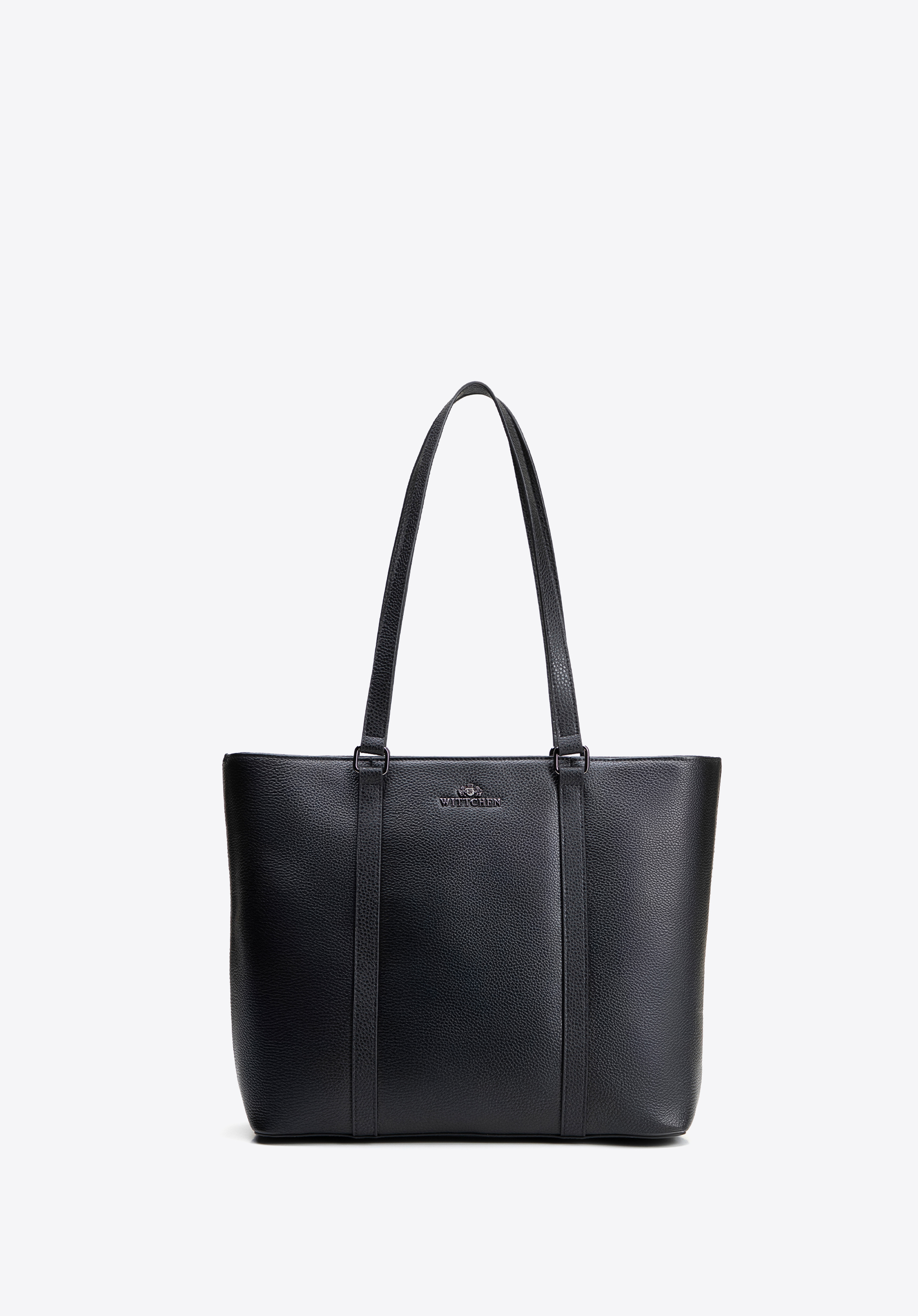 Stylish leather shopper bag, black-silver, 102-4E-209-1S, Photo 1