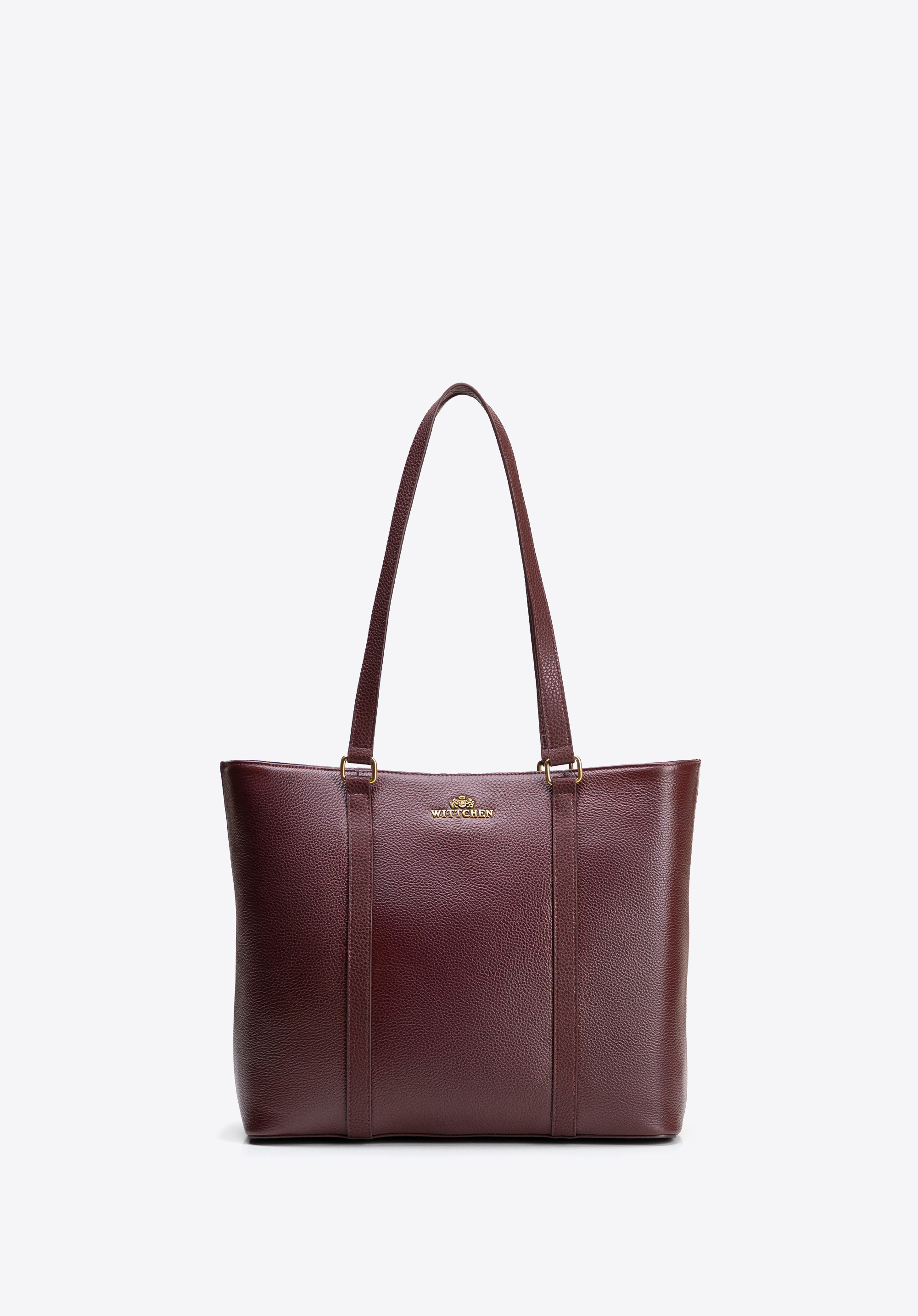 Stylish leather shopper bag, burgundy, 102-4E-209-3, Photo 1