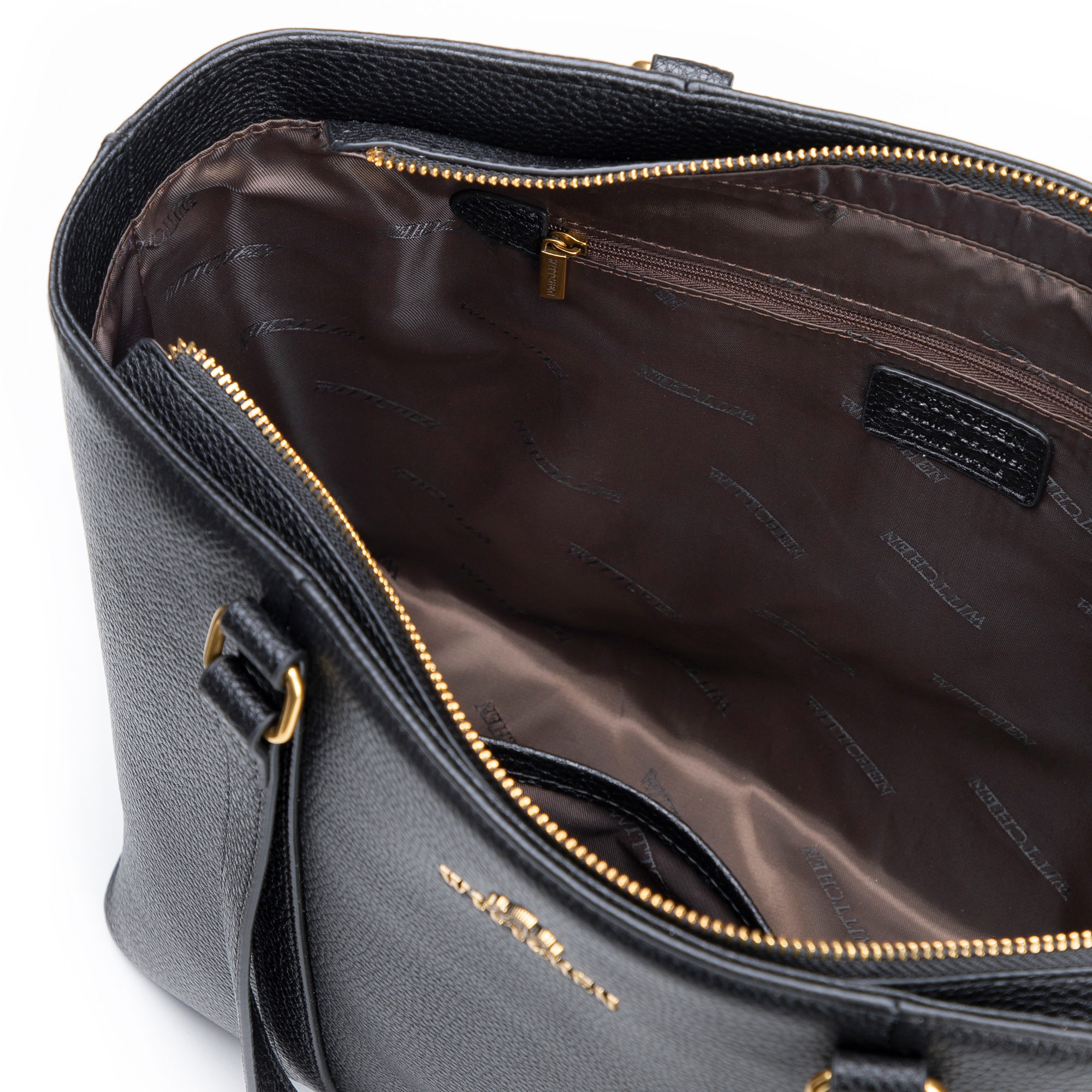 Dámska shopper kabelka z prírodnej kože čierno-zlatá 102-4E-209-1G, Vyberte variant čierno-zlatá