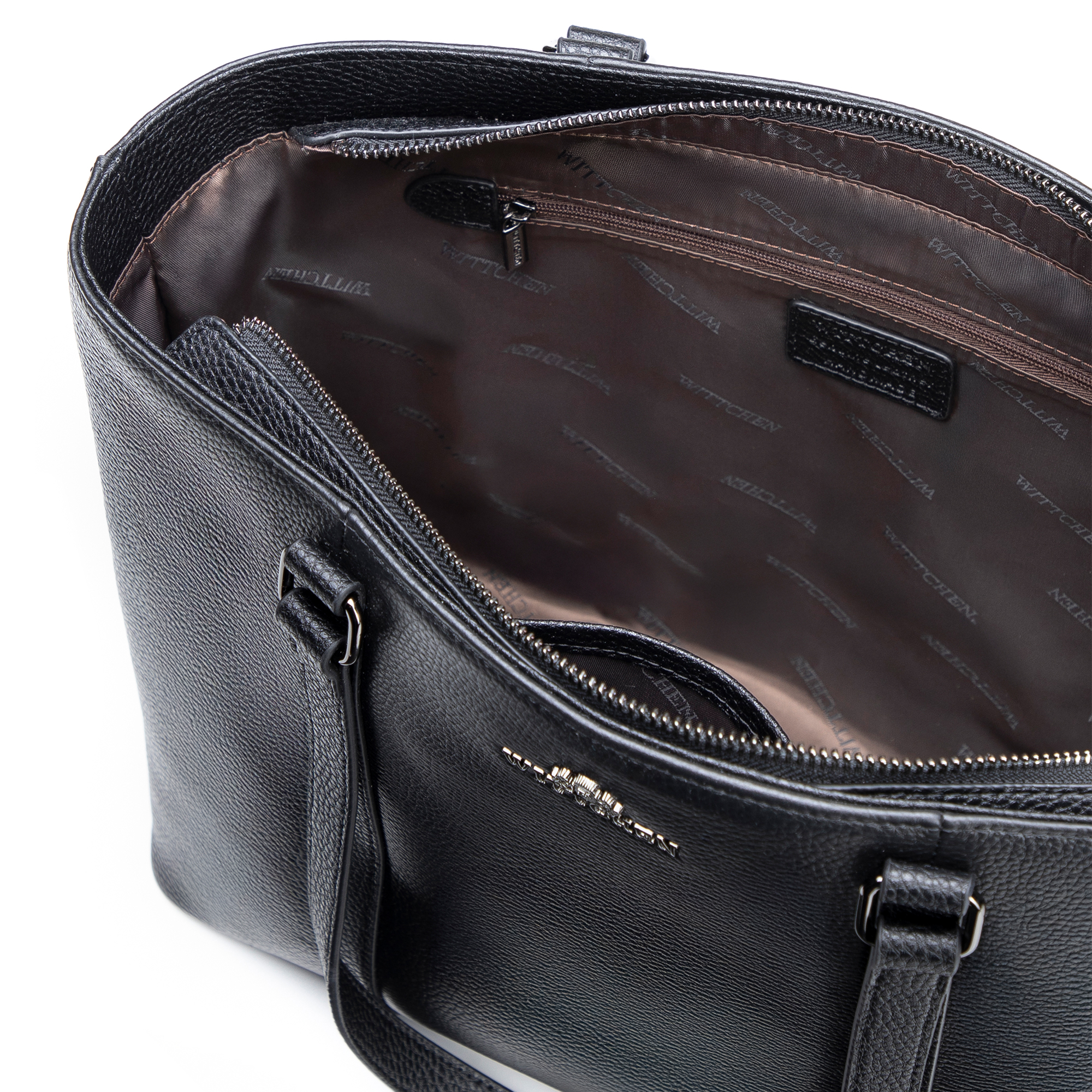 Dámska shopper kabelka z prírodnej kože čierno-strieborná 102-4E-209-1S, Vyberte variant čierno-strieborná
