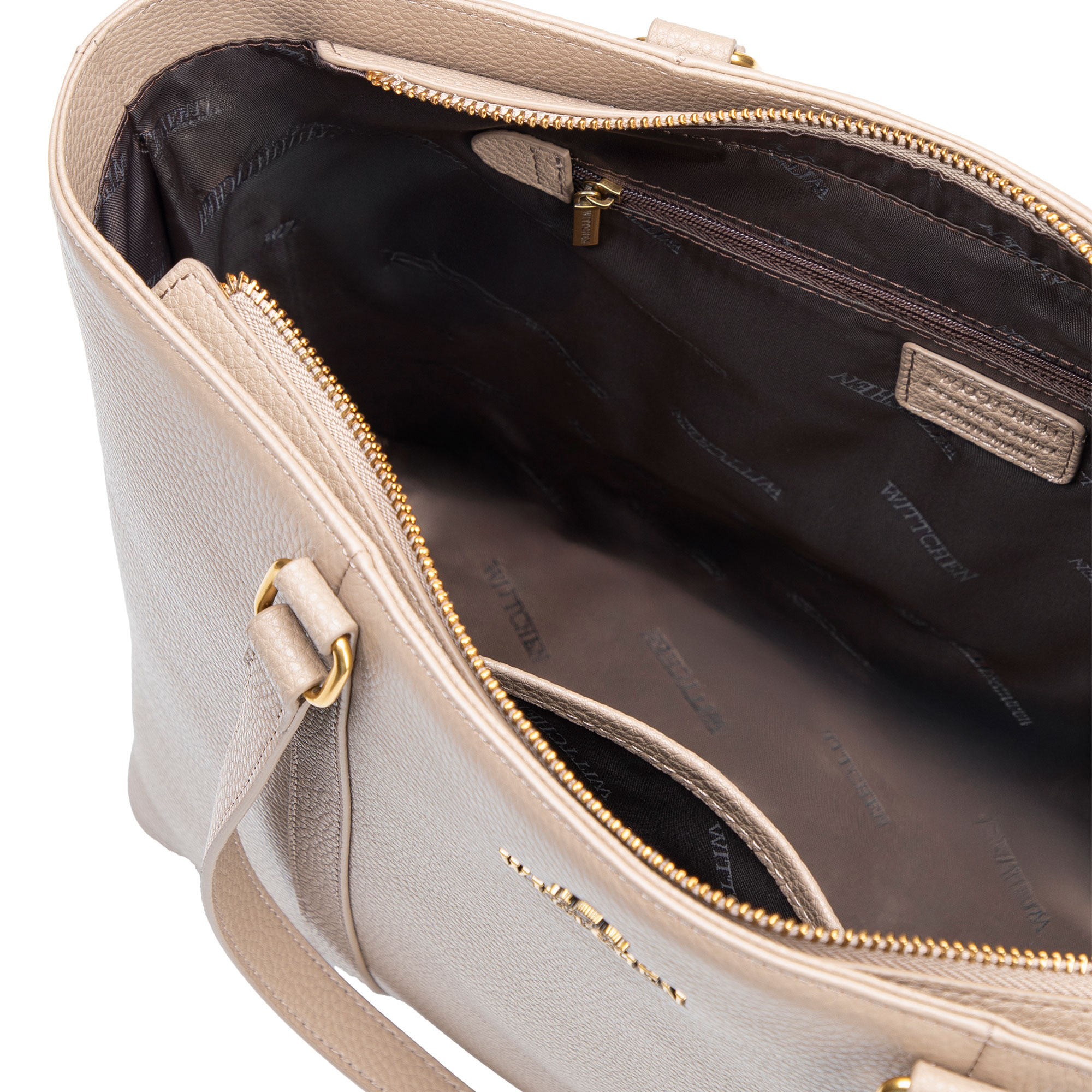 Dámska shopper kabelka z prírodnej kože béžová 102-4E-209-9, Vyberte variant béžová