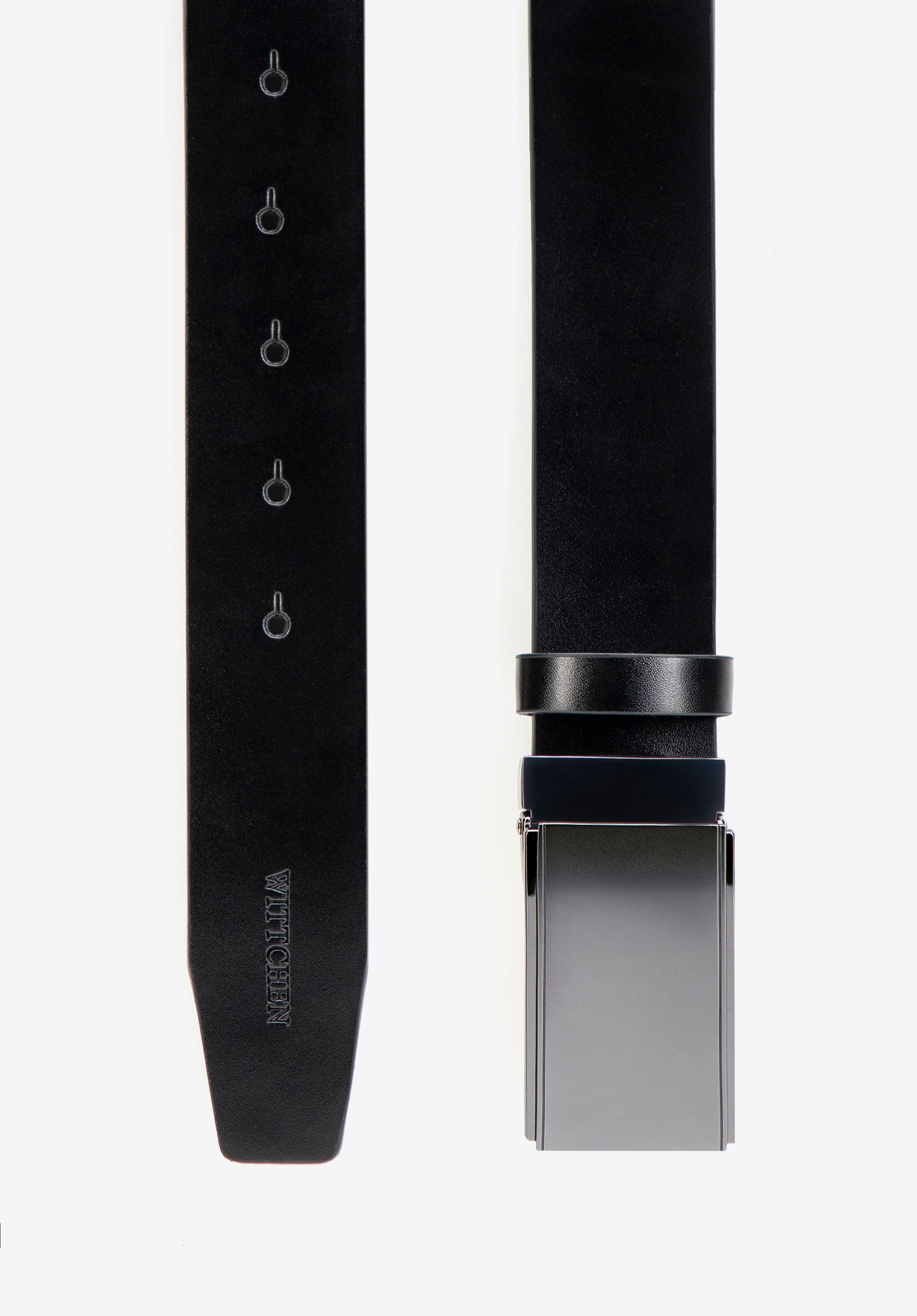 Men's elegant leather belt with a plate buckle, black, 102-8M-113-11-11, Photo 1