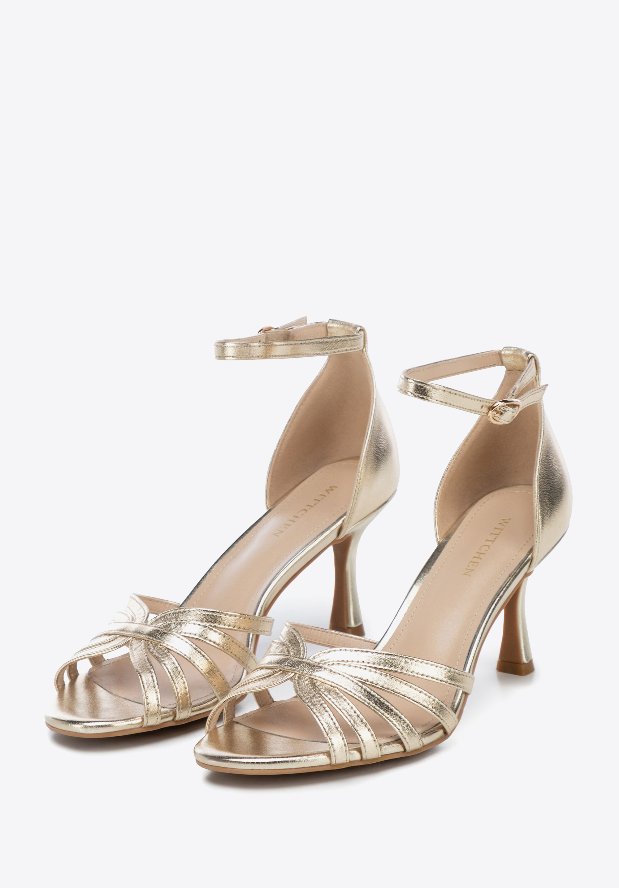 Women's elegant leather stiletto sandals