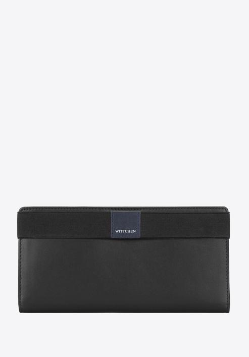 Leather document case with logo detail, black-navy blue, 26-2-088-19, Photo 1