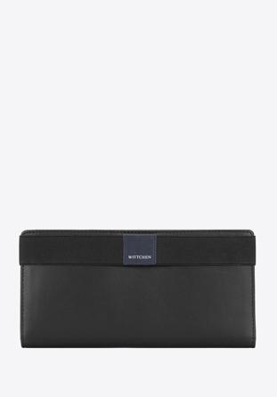 Leather document case with logo detail, black-navy blue, 26-2-088-17, Photo 1