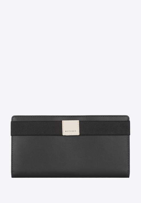 Leather document case with logo detail, black-beige, 26-2-088-19, Photo 1