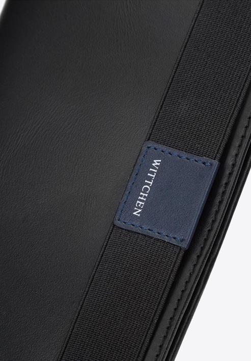 Leather document case with logo detail, black-navy blue, 26-2-088-17, Photo 4