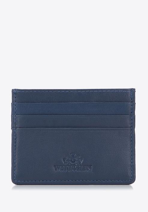 Etui na karty kredytowe skórzane klasyczne, ciemnoniebieski, 98-2-002-N, Zdjęcie 1