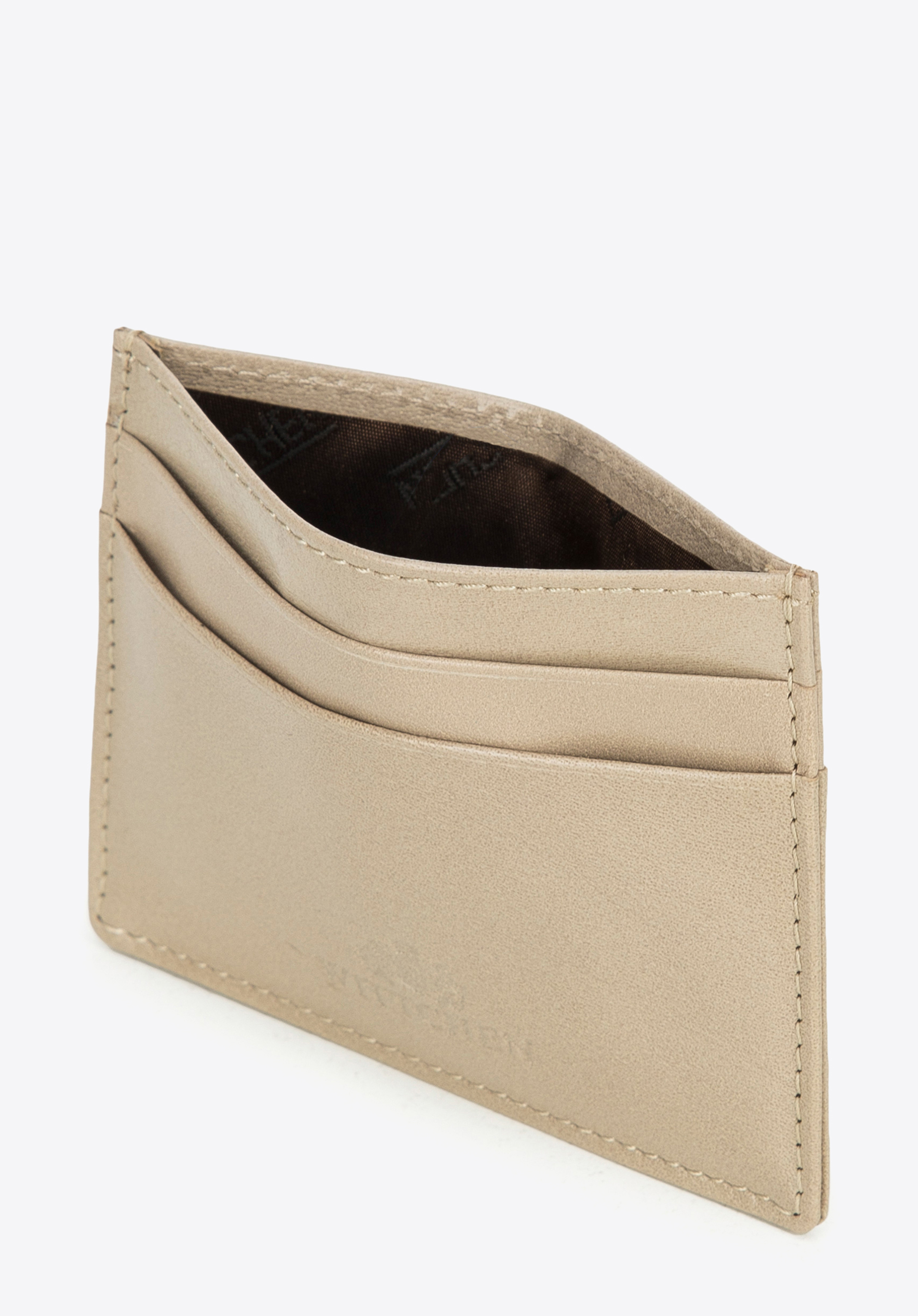 Etui na karty kredytowe z gładkiej skóry, beżowy, 14-2-003-LB, Zdjęcie 1