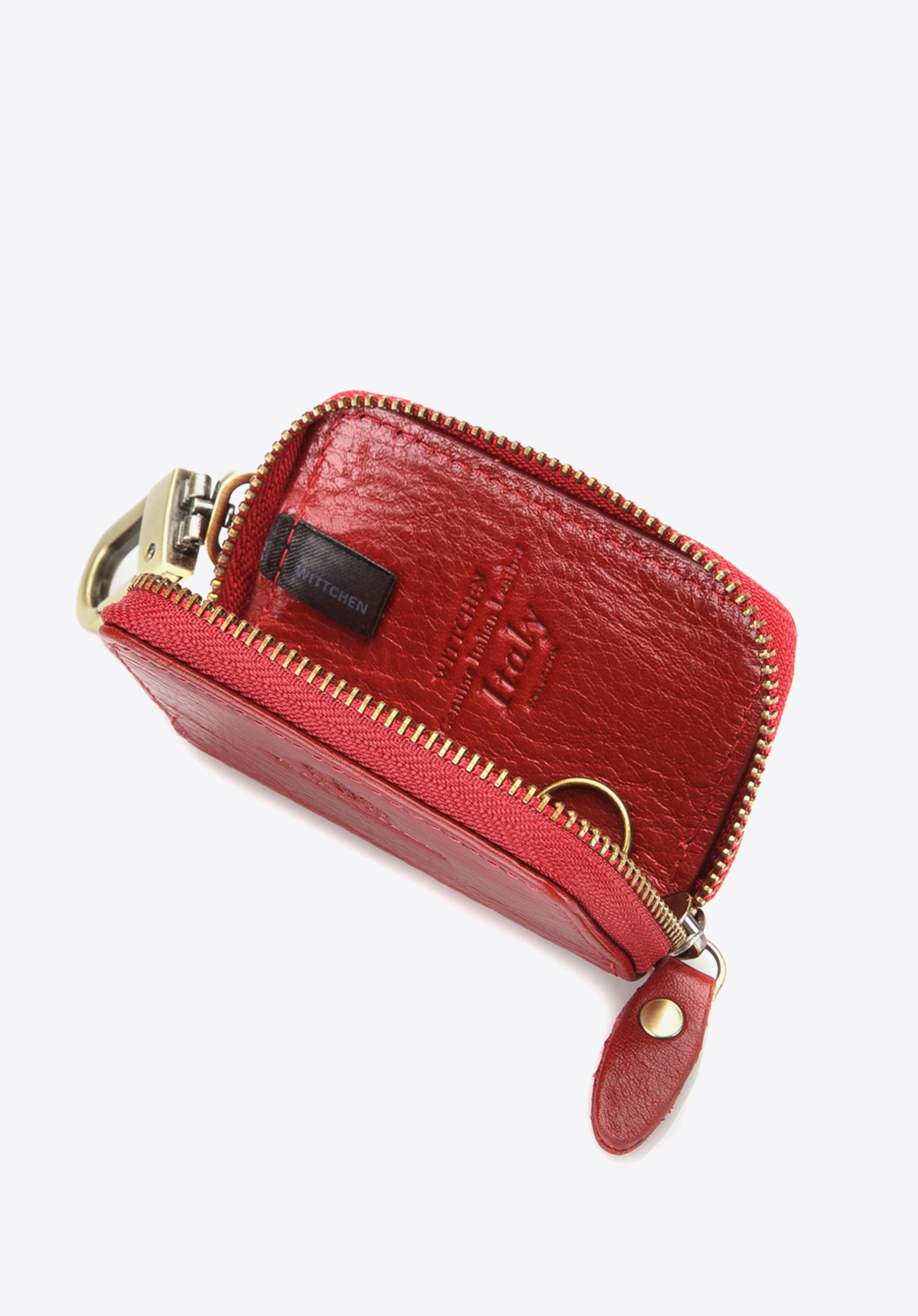 Etui na klucze skórzane na breloku, czerwony, 21-2-500-3, Zdjęcie 1