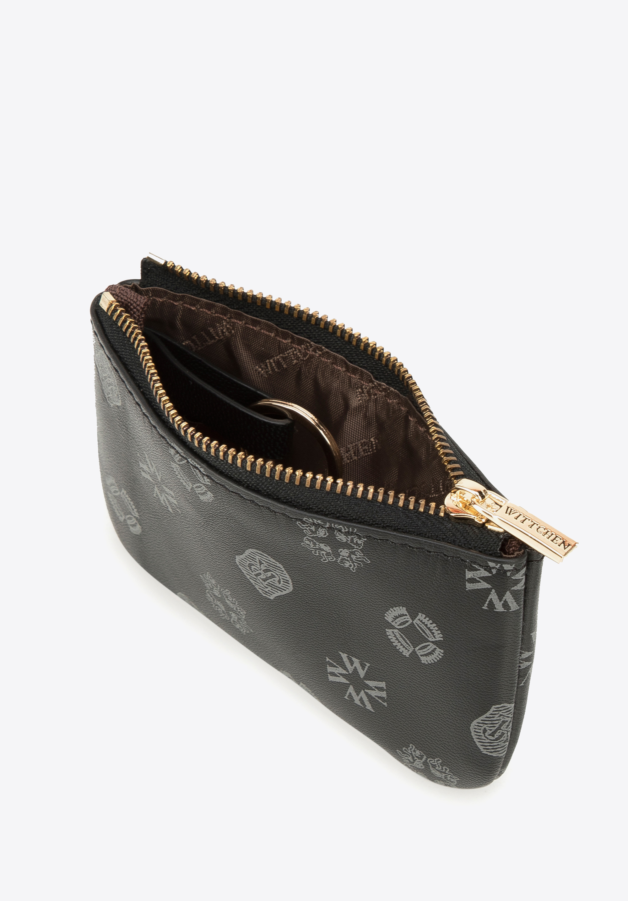 Etui na klucze skórzane w monogram, czarny, 34-2-001-1B, Zdjęcie 1