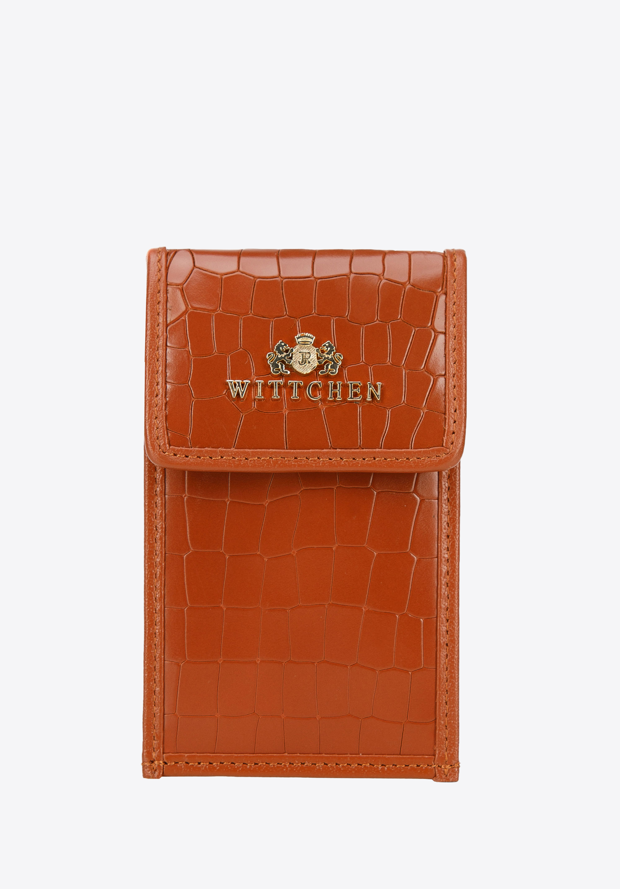 Etui na klucze ze skóry croco, brązowy, 15-2-015-55, Zdjęcie 1