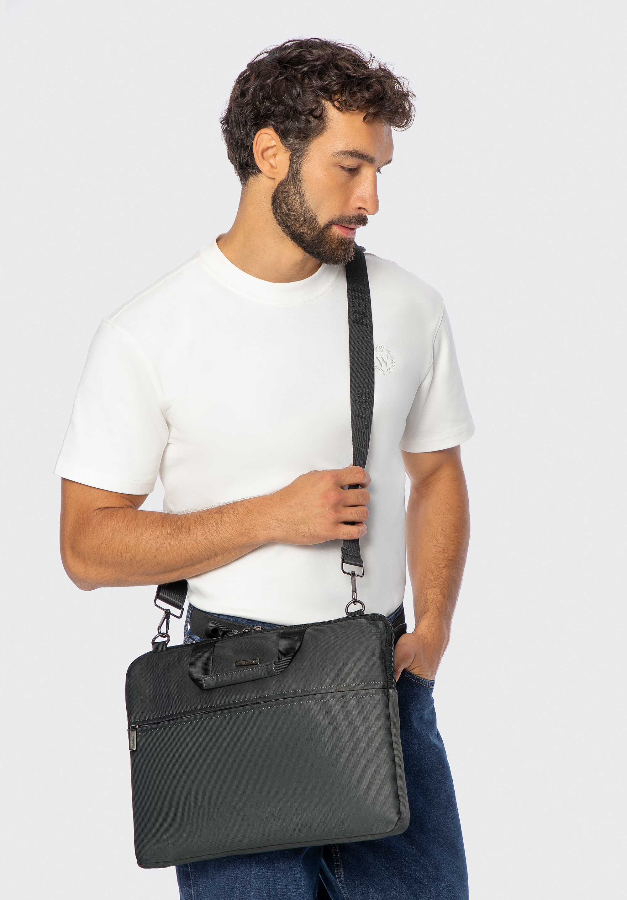 Laptop case 15,6'' with shoulder strap, grey, 99-3P-202-8, Photo 1