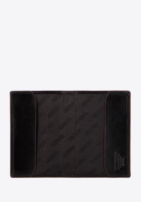 Etui na paszport skórzane z brązową lamówką, czarny, 26-1-450-4, Zdjęcie 2