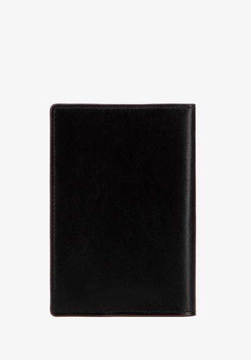 Etui na paszport skórzane z brązową lamówką, czarny, 26-1-450-4, Zdjęcie 4