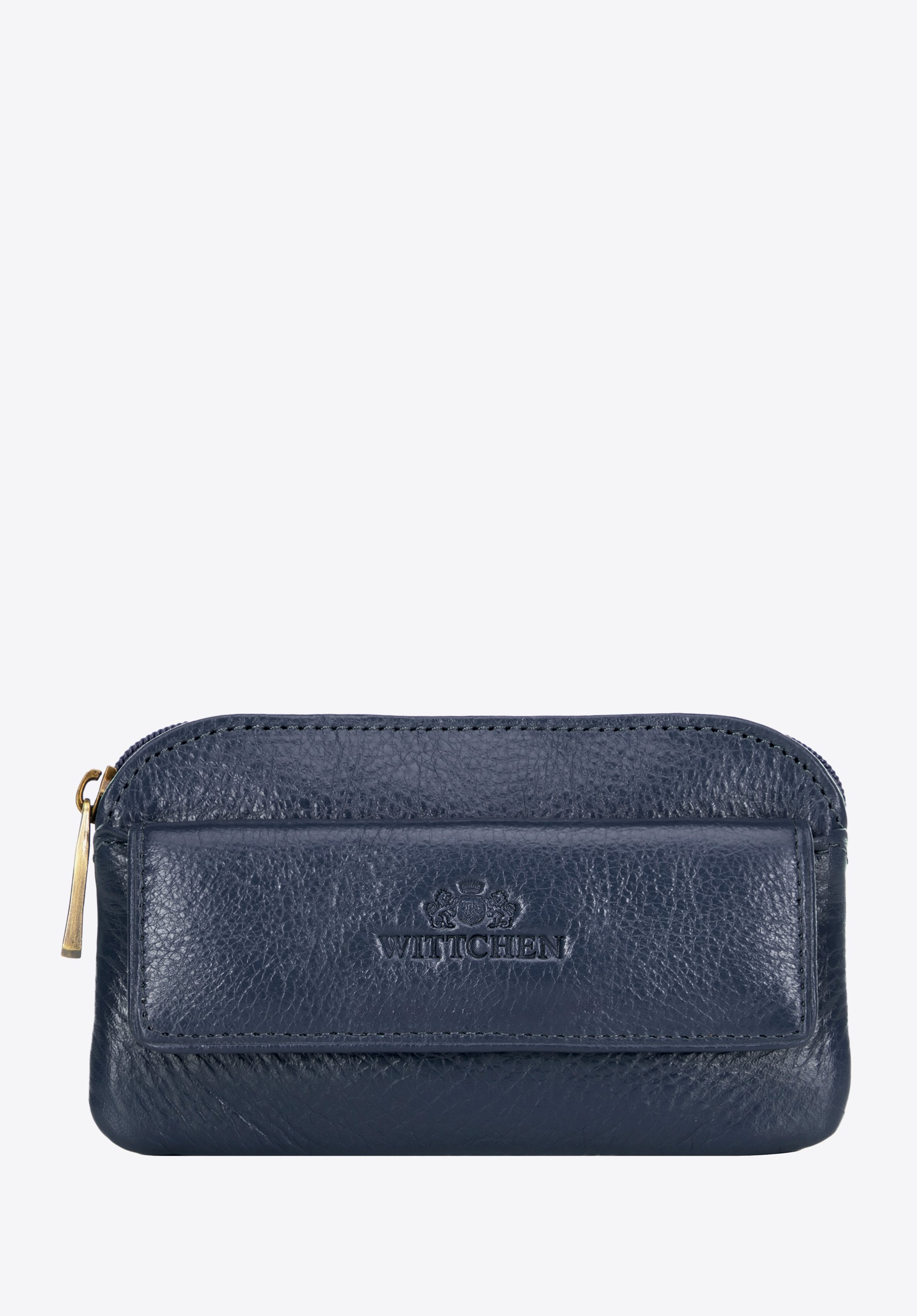 Leather key case with logo, navy blue, 21-2-265-NL, Photo 1