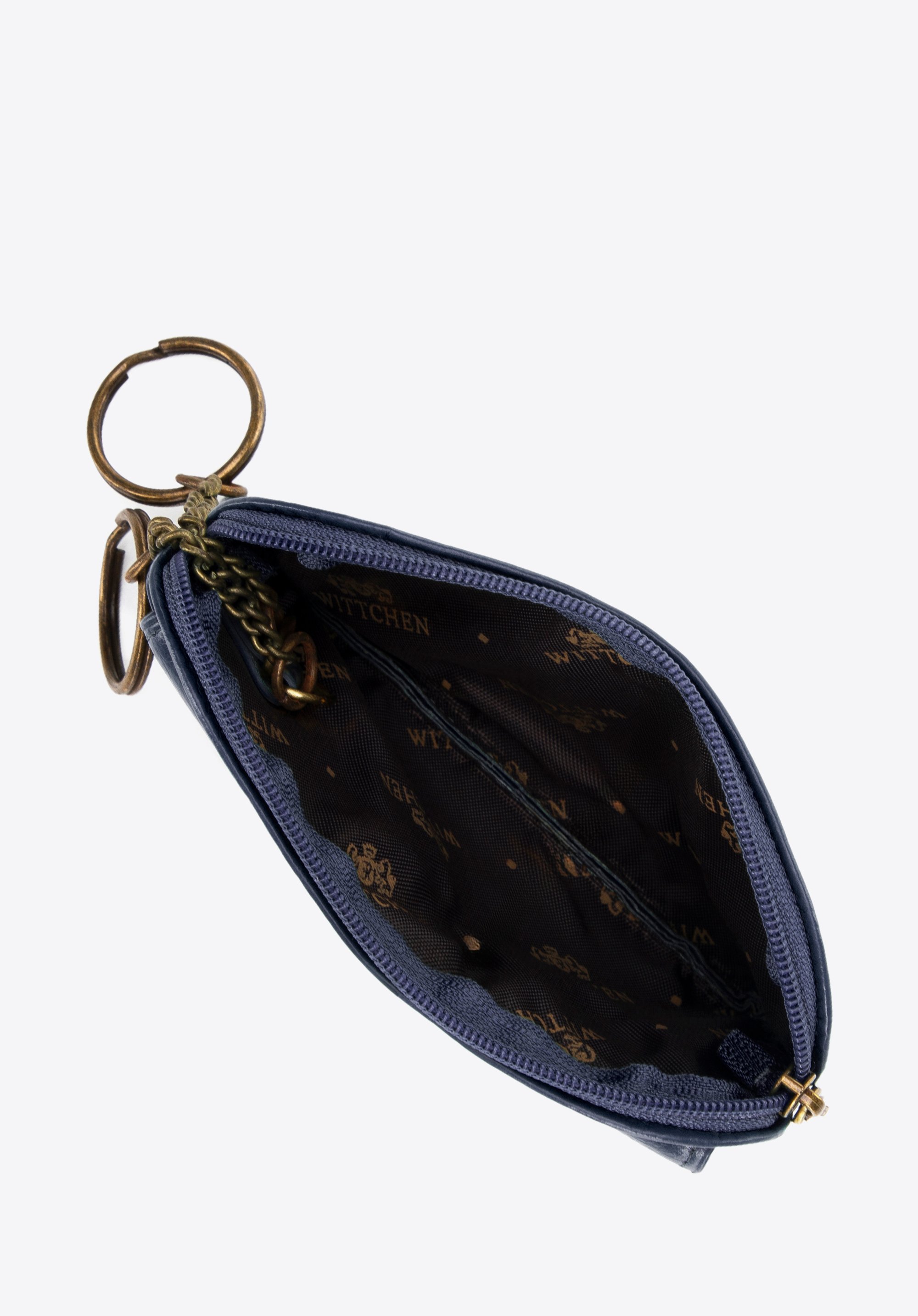 Leather key case with logo, navy blue, 21-2-265-NL, Photo 1