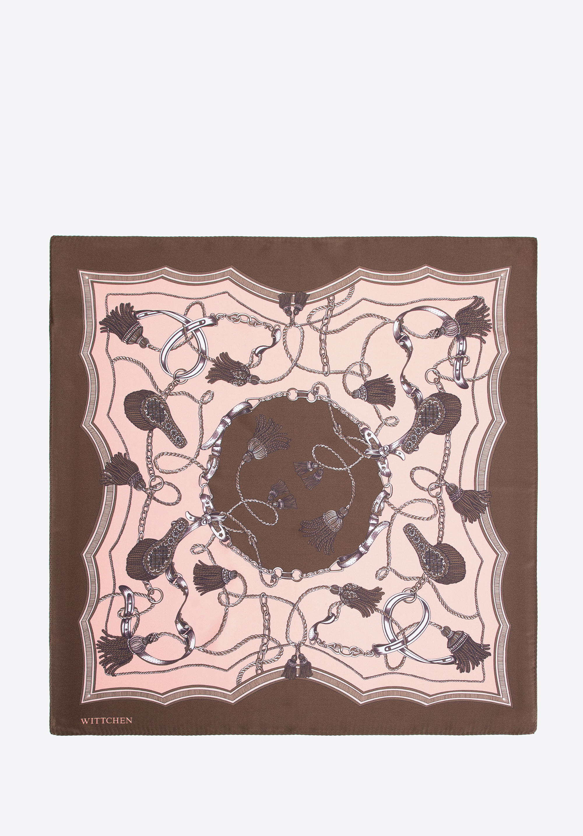Women's silk shawl in decorative print, pink-brown, 103-7D-S05-X44, Photo 1