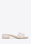 Braided sandals with low heel, cream, 98-DP-201-P-40, Photo 1