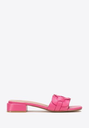 Braided sandals with low heel, pink, 98-DP-201-P-35, Photo 1