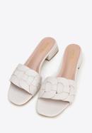Braided sandals with low heel, cream, 98-DP-201-P-35, Photo 2