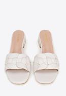Braided sandals with low heel, cream, 98-DP-201-P-41, Photo 3