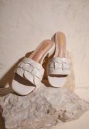 Braided sandals with low heel, cream, 98-DP-201-P-36, Photo 30