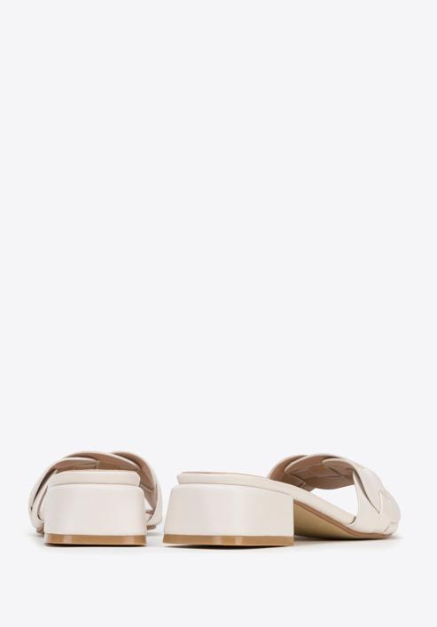 Braided sandals with low heel, cream, 98-DP-201-0-36, Photo 4