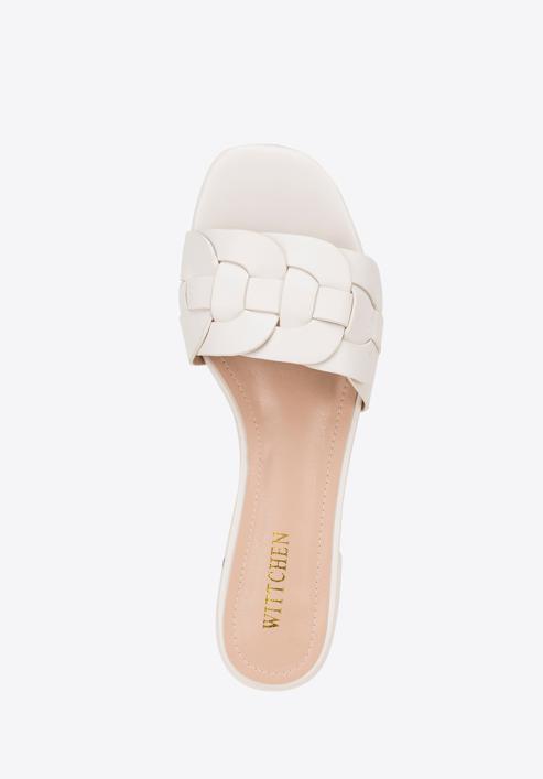 Braided sandals with low heel, cream, 98-DP-201-0-36, Photo 5