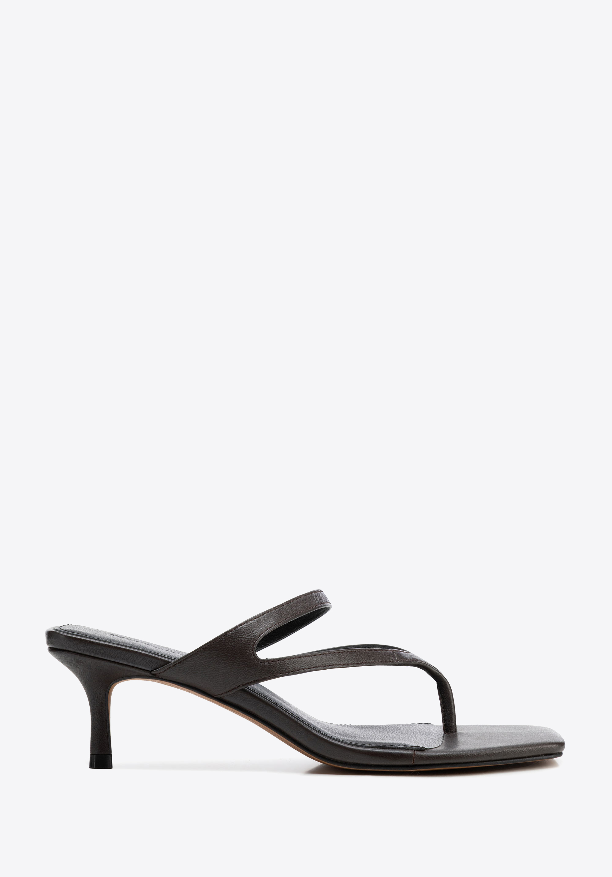 Leather low heel sandals, dark brown, 102-D-362-4-39, Photo 1