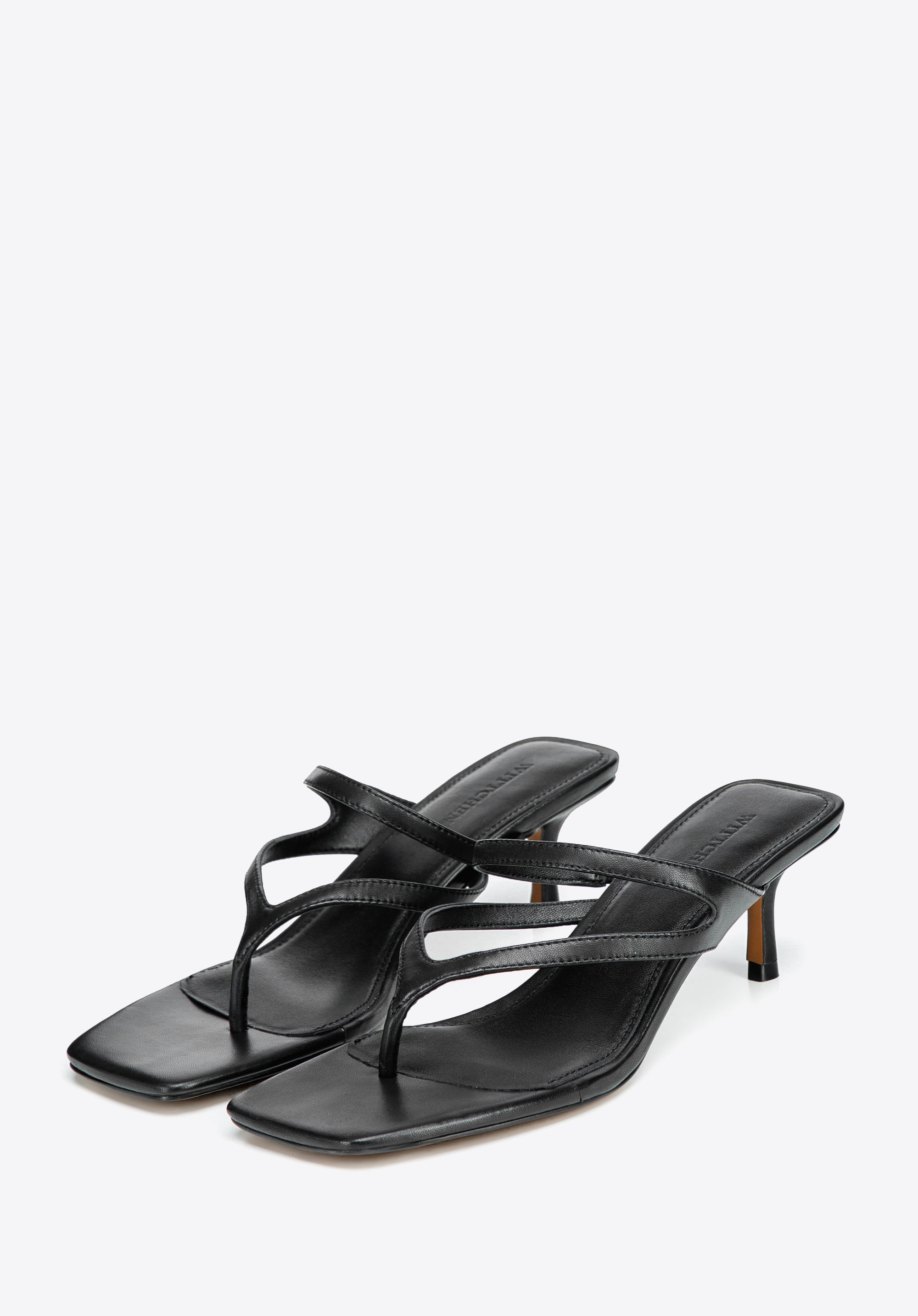 Leather low heel sandals, black, 102-D-362-1-39, Photo 1