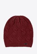 Women's winter cable knit beanie, dar red, 97-HF-104-7, Photo 1
